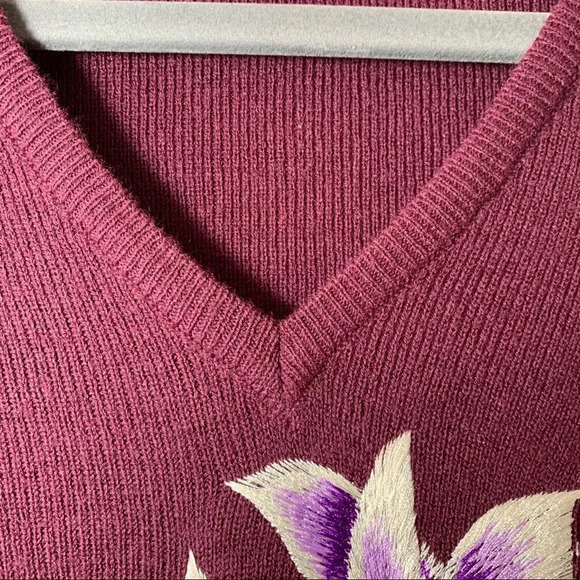 Vintage Lilly of California‎ Purple Sweater Orchids Size Small Pinup Girl Cali S - Picture 8 of 11